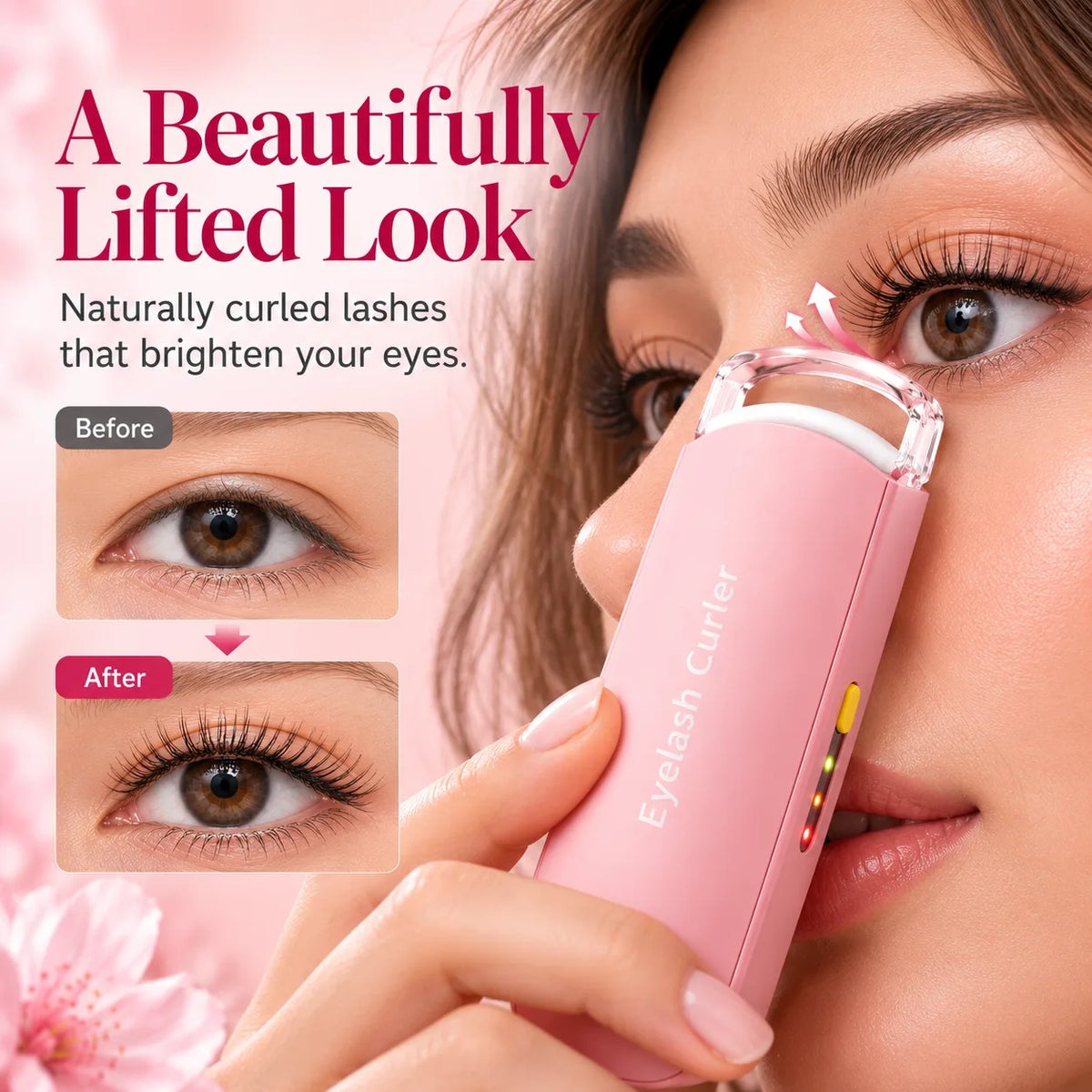 Lashviora HeatCurl Heated Eyelash Curler - 3 Heat Levels, Type-C Rechargeable