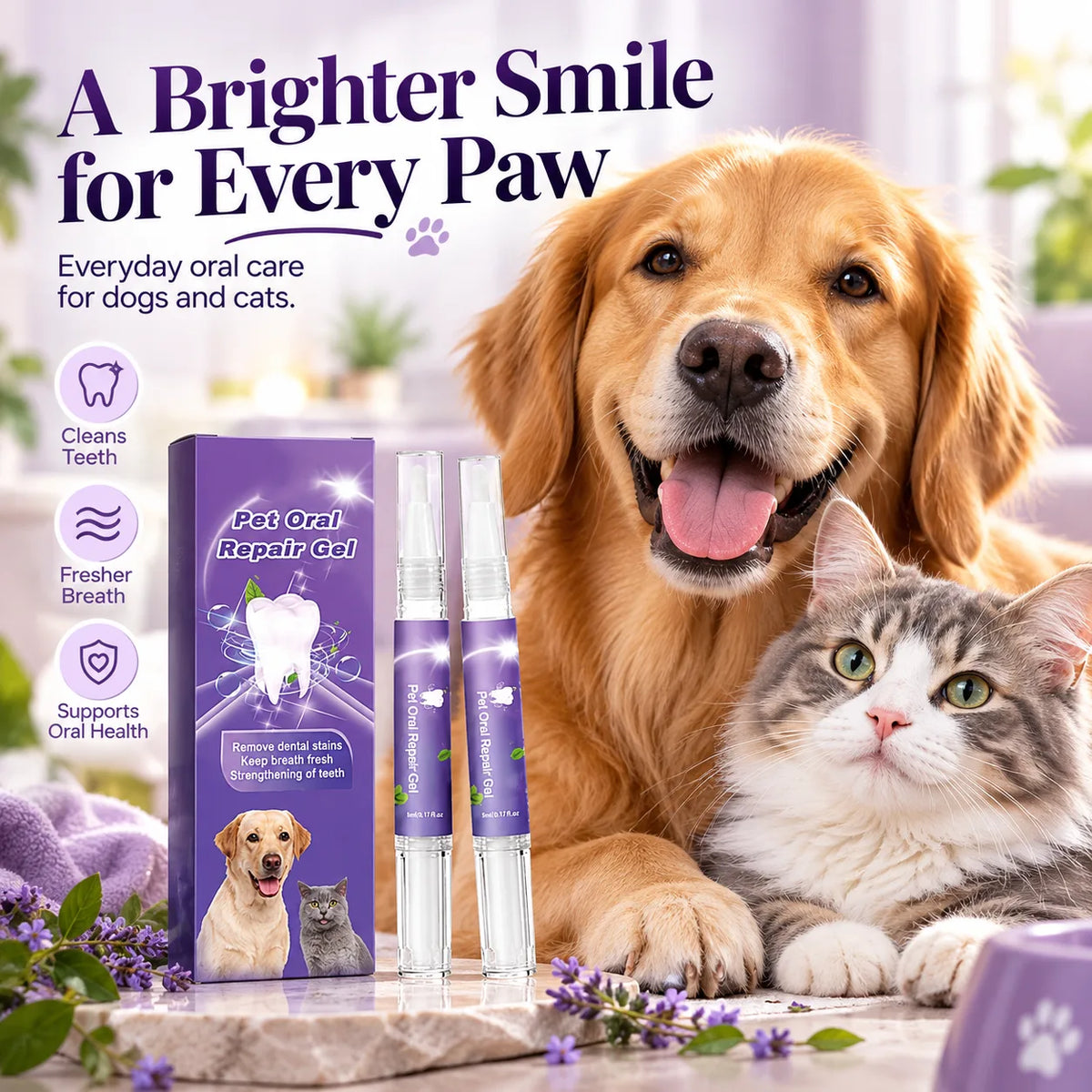 Pawdentra Oral Care Gel Brush - Pet Dental Gel for Easy Brushing