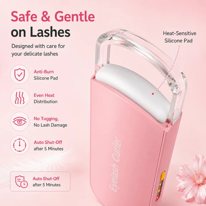 Lashviora HeatCurl Heated Eyelash Curler - 3 Heat Levels, Type-C Rechargeable