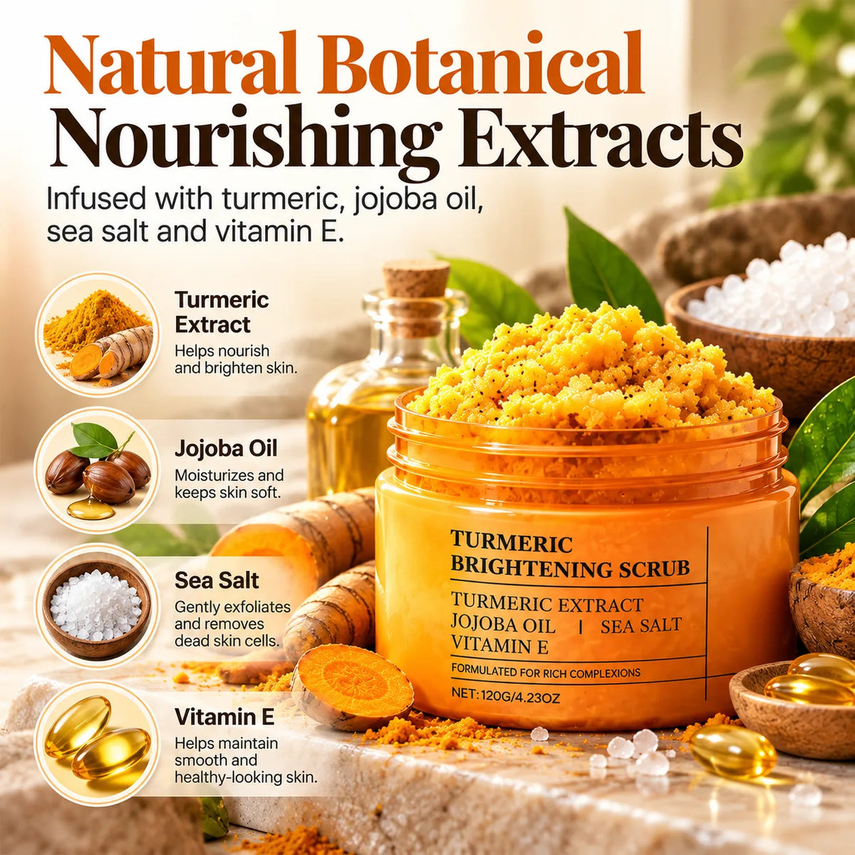 Zenvora Turmeric Body Polish 100g – Gentle Turmeric Scrub for Face and Body