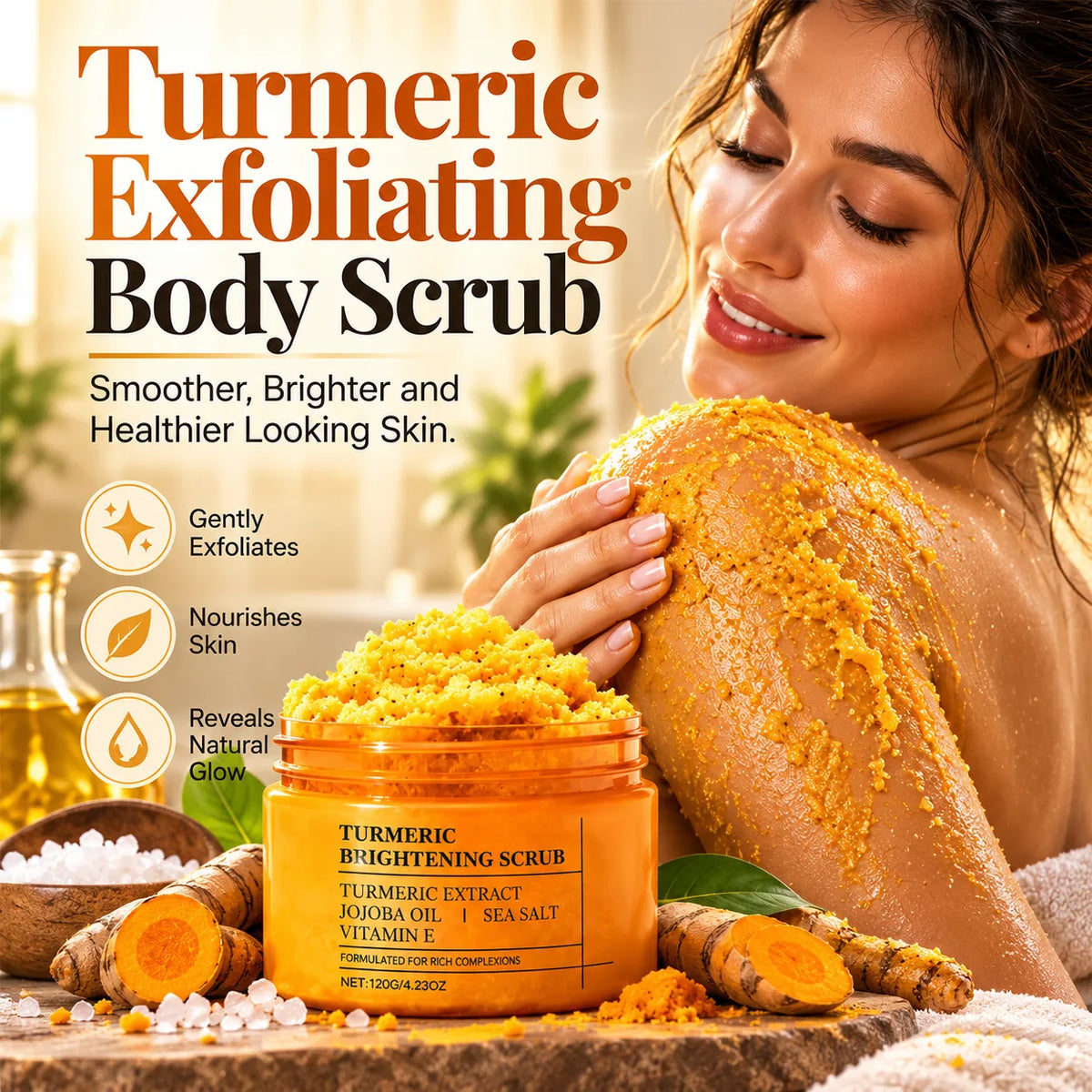 Zenvora Turmeric Body Polish 100g – Gentle Turmeric Scrub for Face and Body